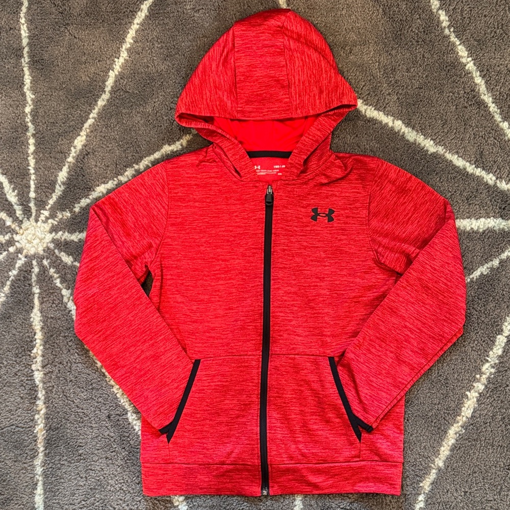 Under Armour Red Zip-Up Hoodie Kids Size Medium